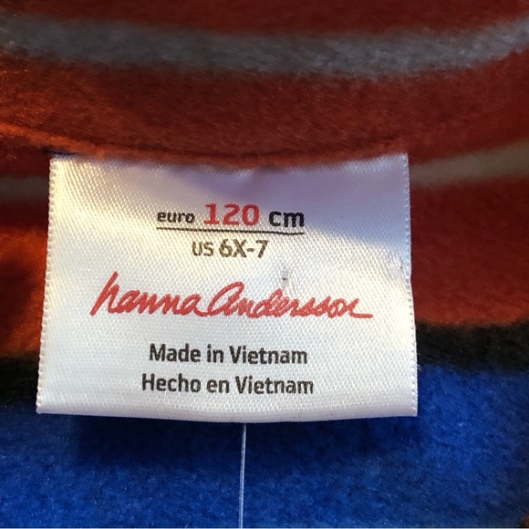 NWT Hanna Andersson Blue & Orange Stripe Pullover Fleece - Picture 5 of 9